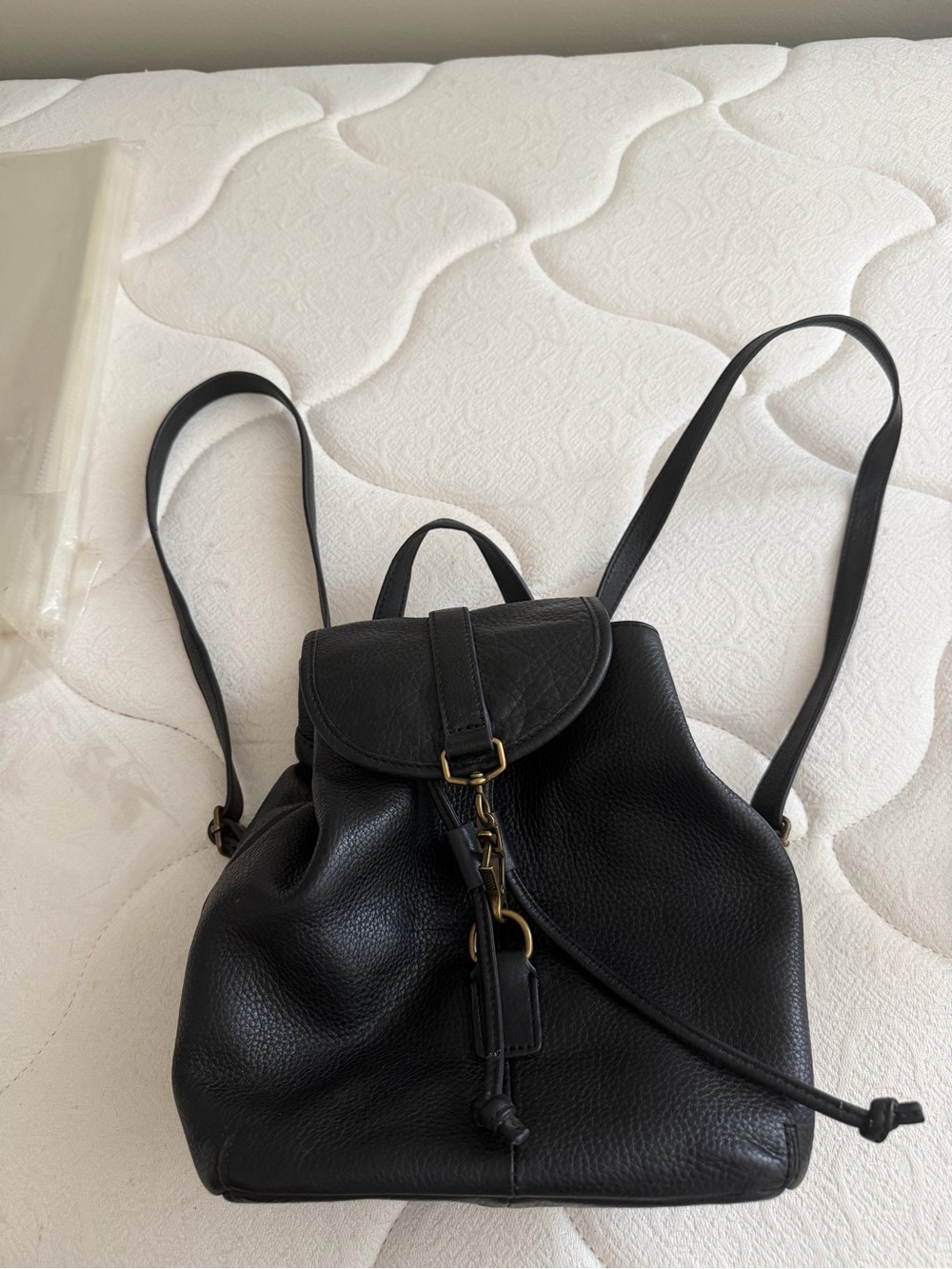 Margo Black Leather Drawstring Backpack - Classic Women's Bag